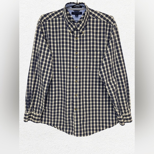 Tommy Hilfiger Heritage Poplin 80s 2 Ply Yellow Plaid Mens Button Up Shirt Sz XL